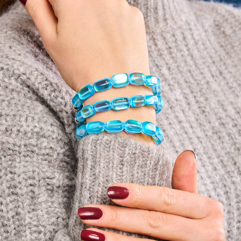 Aquamarin | Silber | Meerjungfrau Glaskiesel Makramee Armband